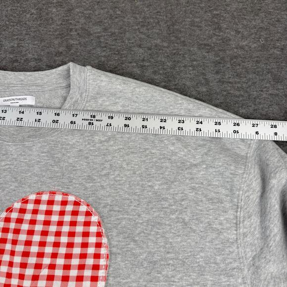 Grayson Threads Womens Gingham Heart Sweater Grey Pullover XL Valentine Holiday - Picture 9 of 11